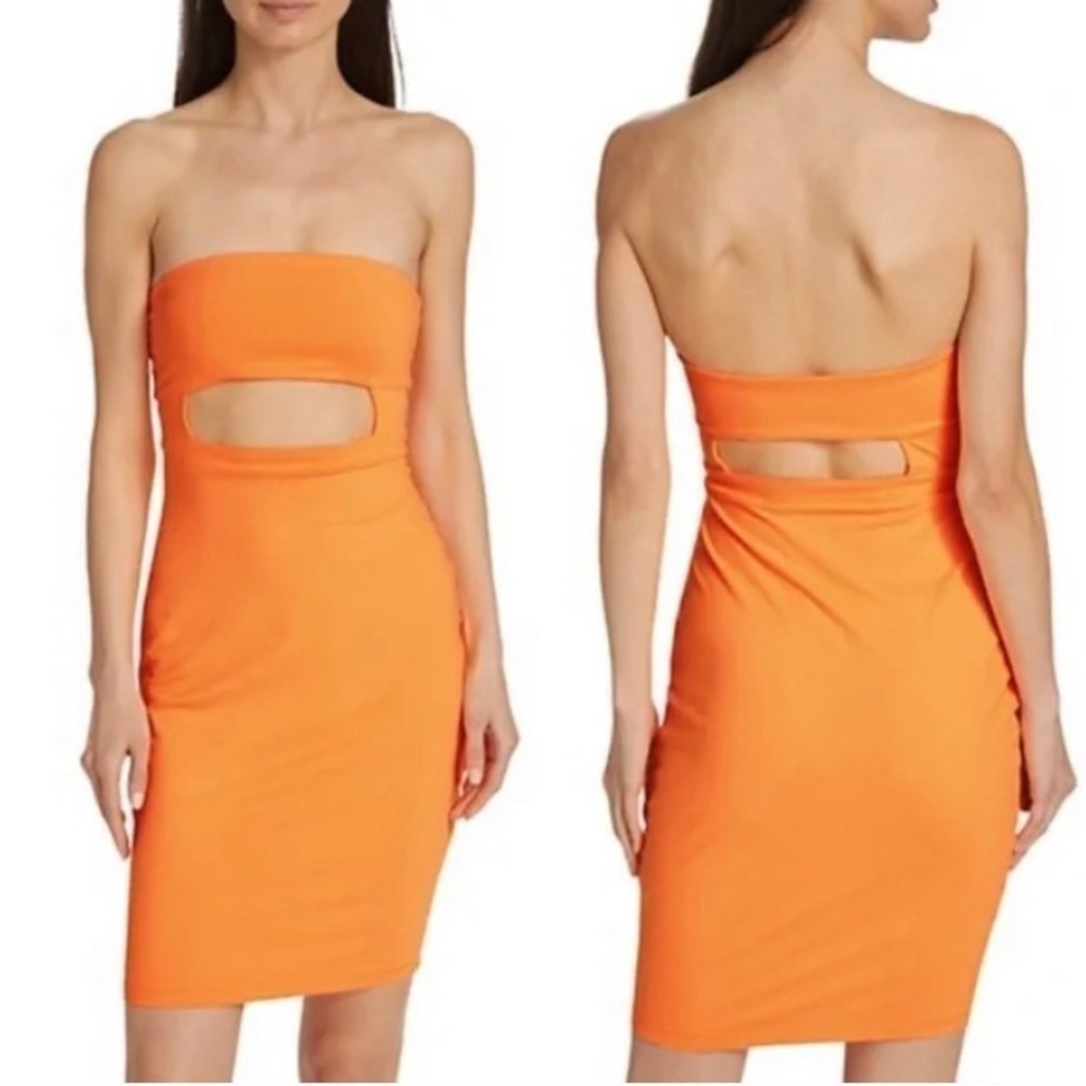 Susana Moaco orange Strapless Cut-Out Tube Dress